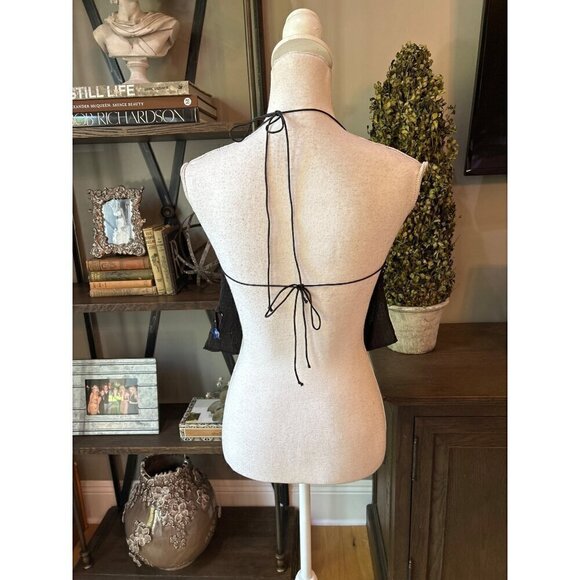 For Love & Lemons After Dark Halter Top Black Womens One Size - Picture 10 of 14